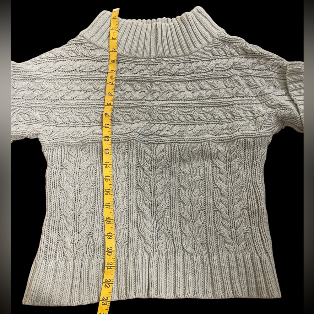 Lot 3 sweaters grey white marled cardigan pullover cable knit Anthropologie S - Picture 3 of 9